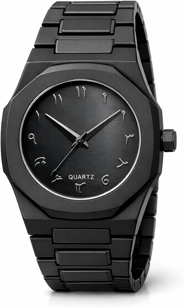 Arabic Aura Classic Watch – Premium Black Dial & Black Stylish Strap
