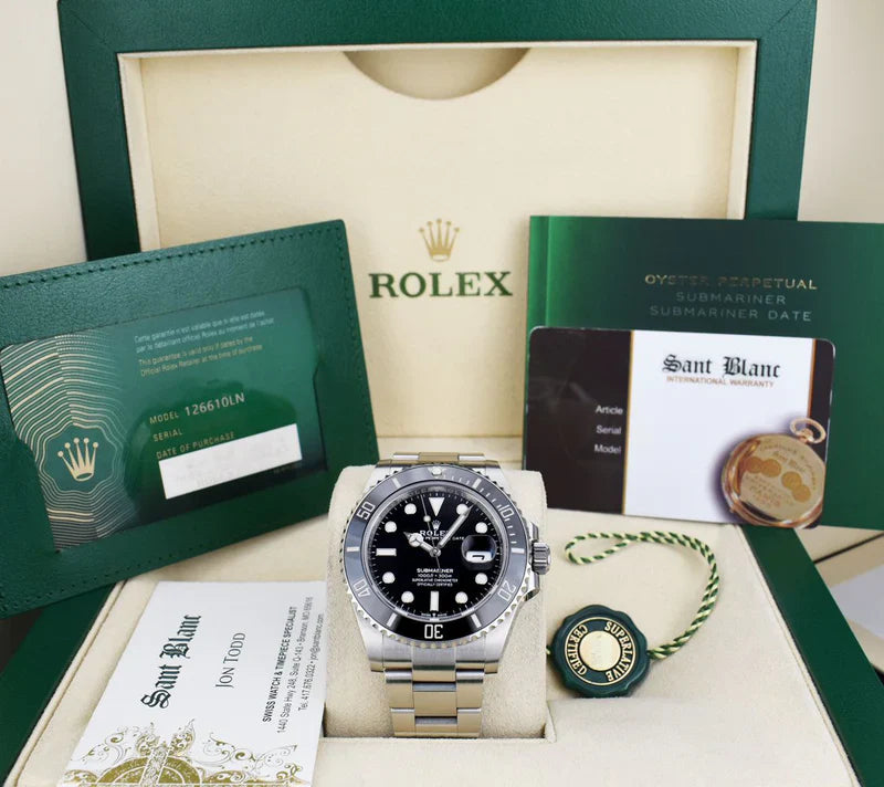 Rolex Luxury Submariner Inspired Watch – Steel Chain Bracelet, Black Dial